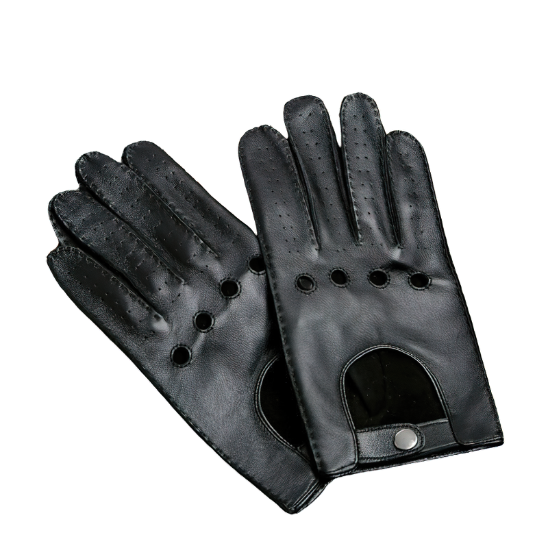 Men's Motorcycle Riding Gloves / Classic Genuine Leather Gloves to the Wrist With Full Fingers