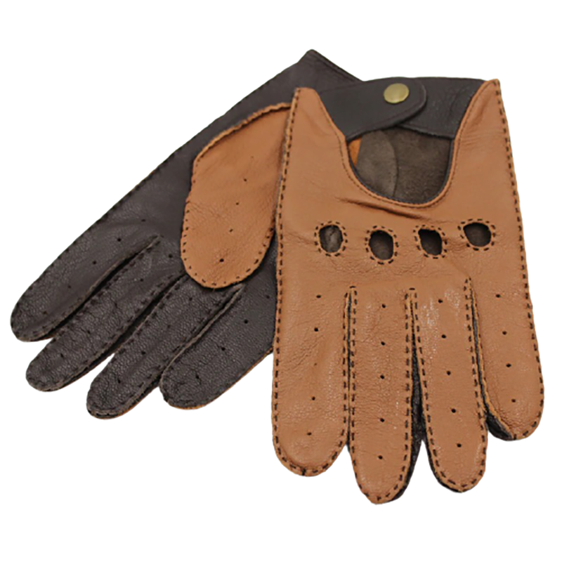 Men's Motorcycle Riding Gloves / Classic Genuine Leather Gloves to the Wrist With Full Fingers