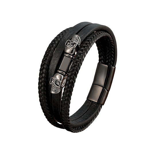 Men's Multilayer Faux Leather Bracelets with Skeleton / Fashion Bracelet with Magnet Clasp