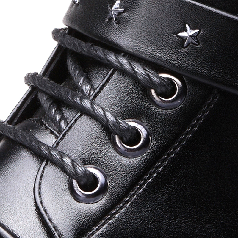 CLEARANCE / Men's PU Leather Motorcycle Black Combat Boots / Goth Shoes