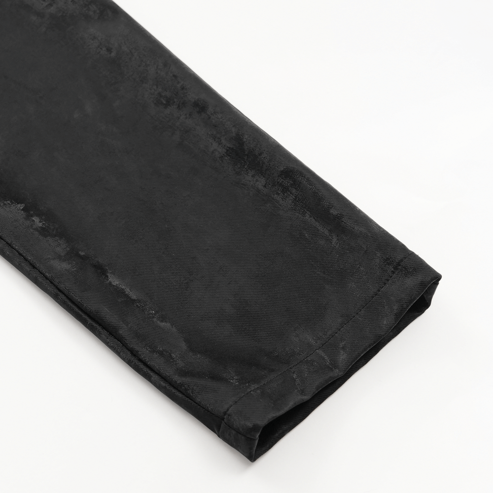 Men's Punk Black Trousers with Straps and Buckles