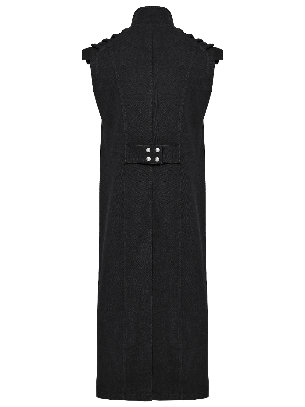 Men's Punk Long Denim Vest with Rivets and Zipper