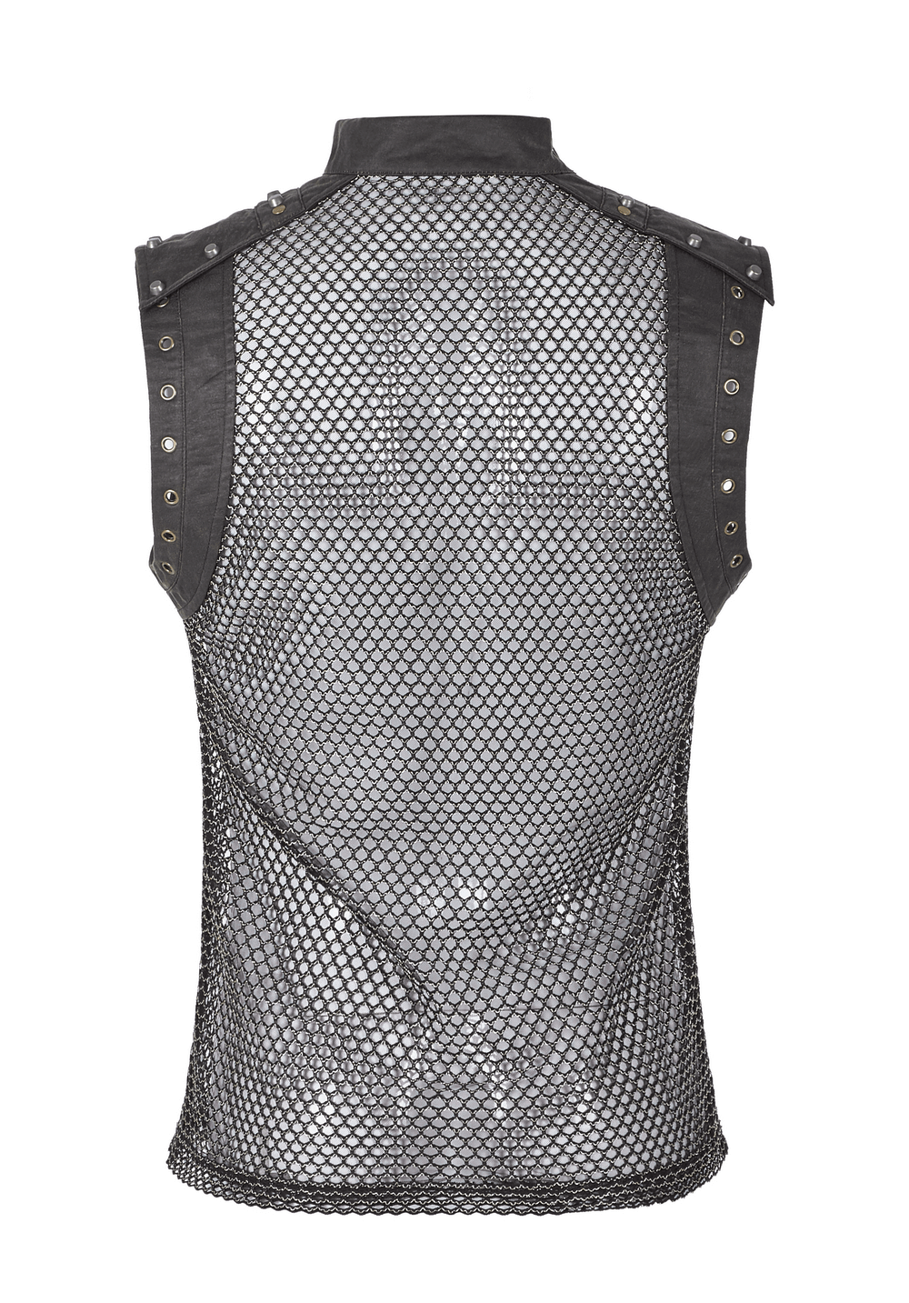 Men's Punk Mesh Top with Zipper Closure on Shoulders