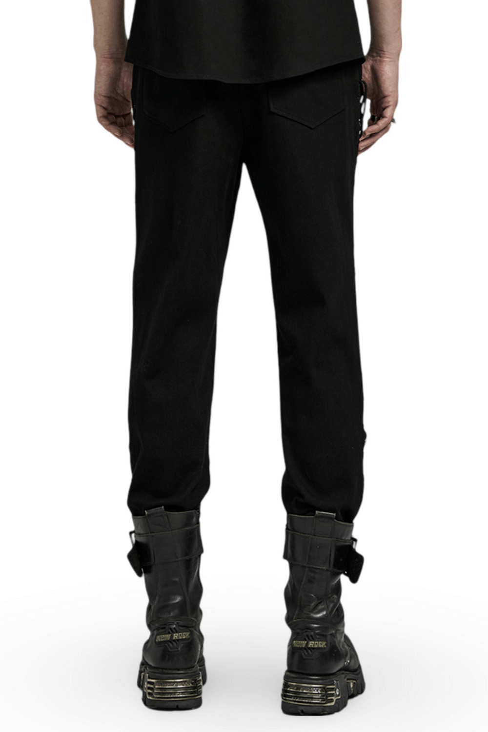 Men's Punk Style Laced and Buckled Black Pants