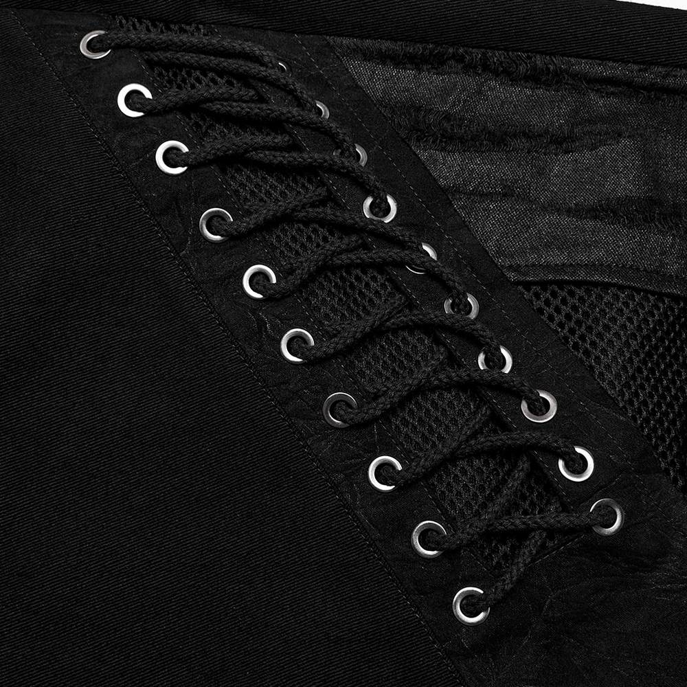 Men's Punk Style Laced and Buckled Black Pants