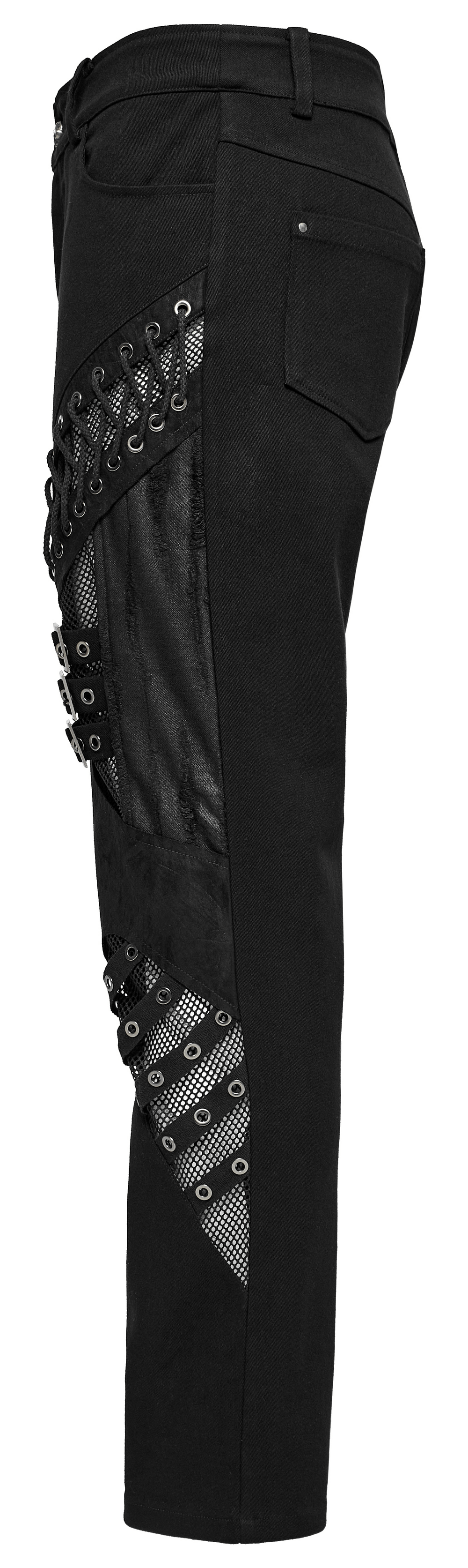 Men's Punk Style Laced and Buckled Black Pants