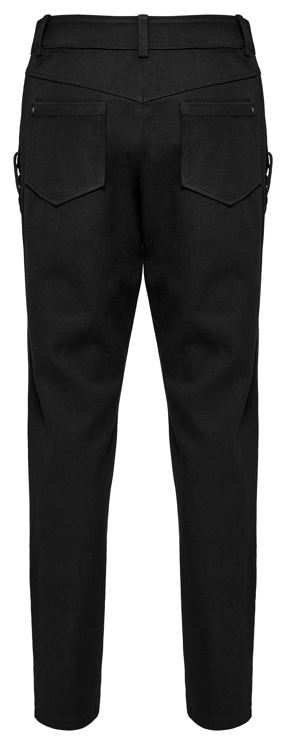 Men's Punk Style Laced and Buckled Black Pants