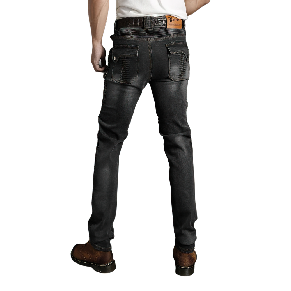Men's Rock Style Bikers Pants With Protection / Motorcycle Vintage Male Jeans / Slim Jeans For Men