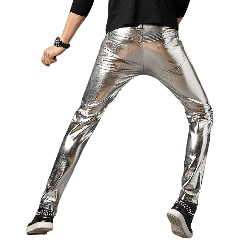 SALE of Men's Rock Style Shine Pants / Skinny Men's Vintage Pants - US