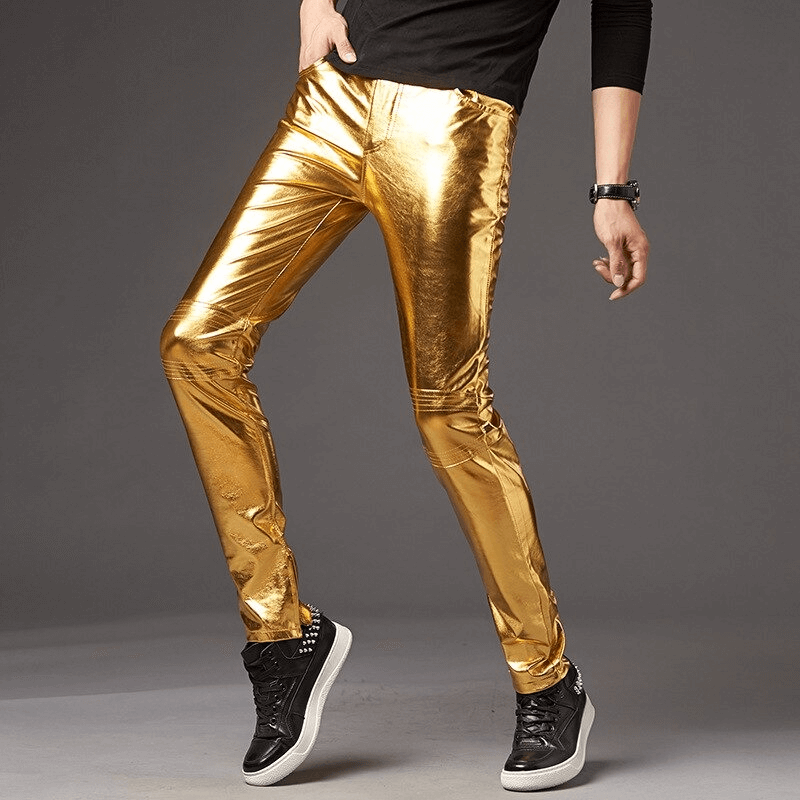 SALE of Men's Rock Style Shine Pants / Skinny Men's Vintage Pants - US