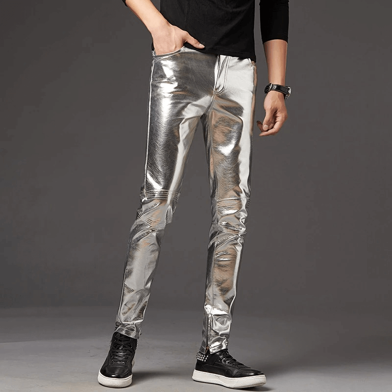 SALE of Men's Rock Style Shine Pants / Skinny Men's Vintage Pants - US