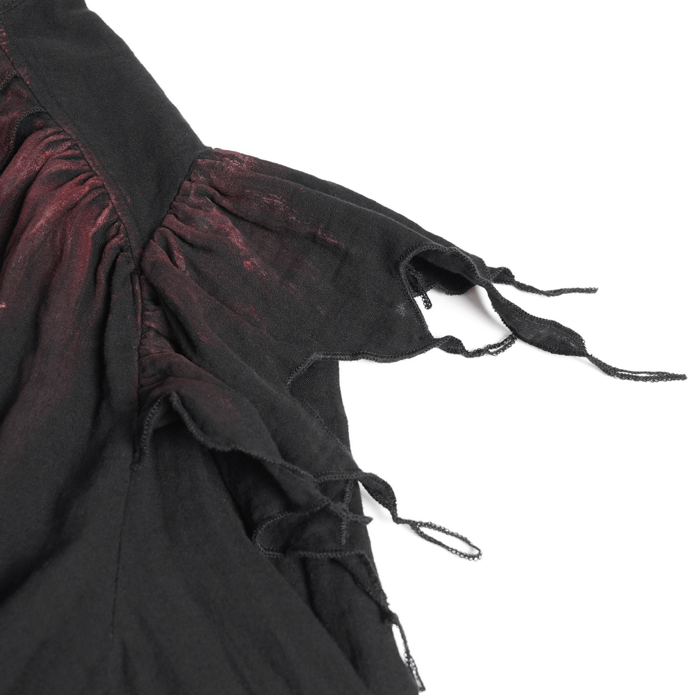 Men's Ruffled Shirt with Silver Clasps and Tattered Sleeves