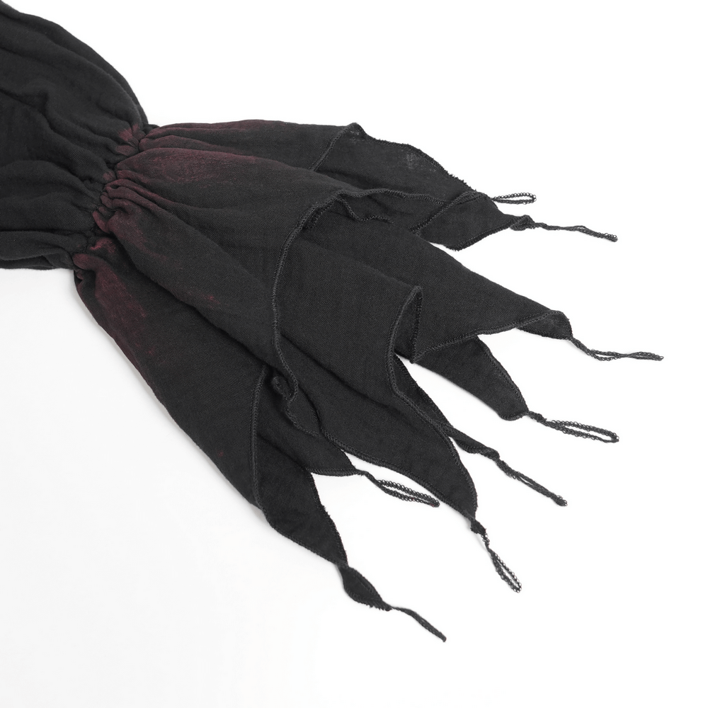 Men's Ruffled Shirt with Silver Clasps and Tattered Sleeves