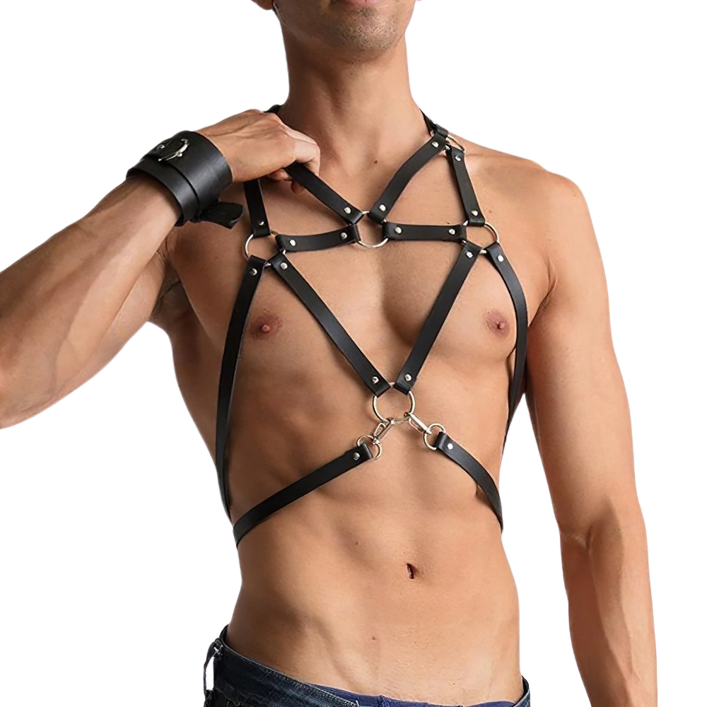 Men's Sexy PU Leather Adjustable Harness / Male BDSM Bondage Belts for Punk Style