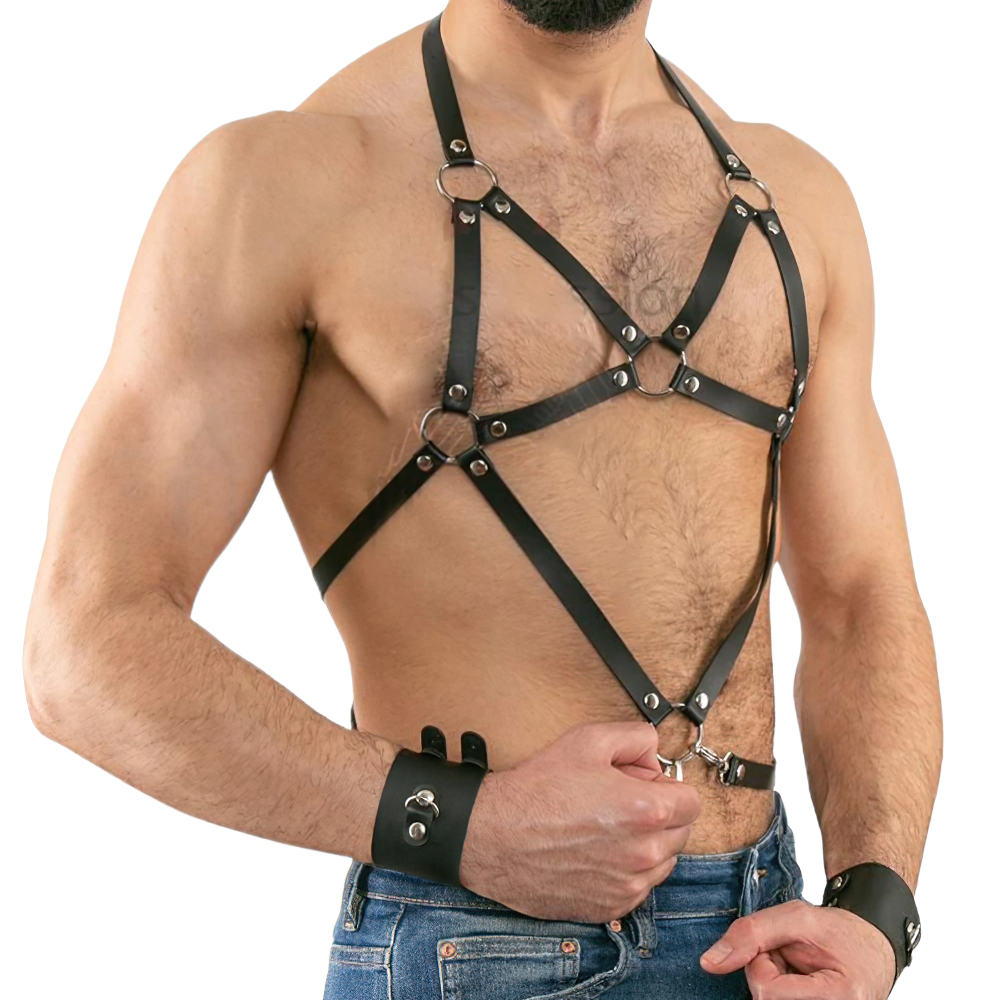 Men's Sexy PU Leather Adjustable Harness / Male BDSM Bondage Belts for Punk Style