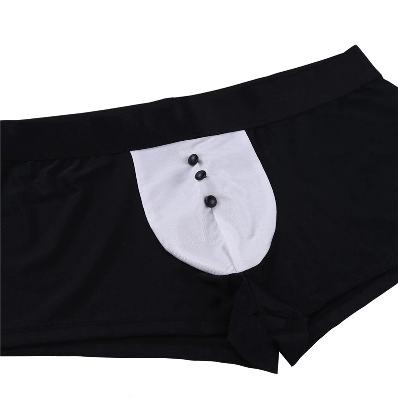 Men's Sexy Tuxedo Roleplay Costume Waiter / Boxer Underwear with Bow Tie