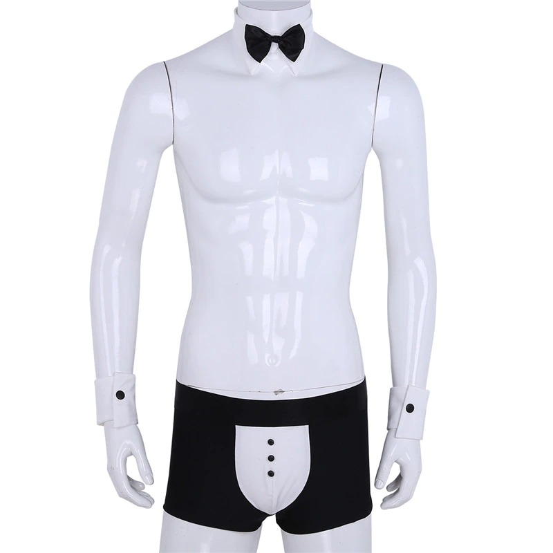Men's Sexy Tuxedo Roleplay Costume Waiter / Boxer Underwear with Bow Tie