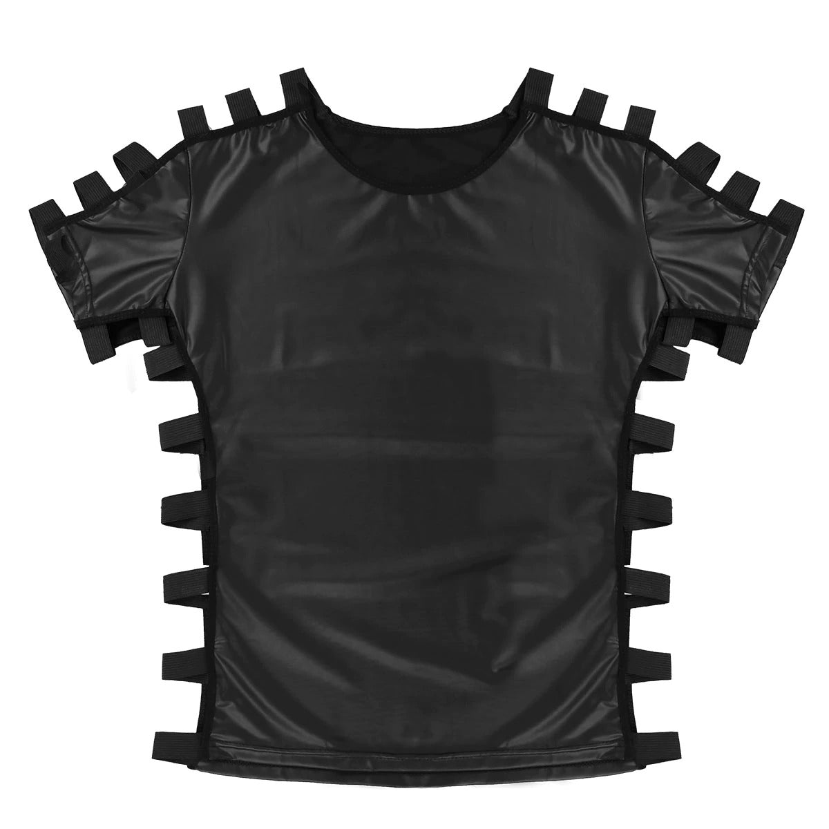 Men's Soft Faux Leather Night Clubwear Costume / Cut Out Elastic Band Fashion Pullover T-shirt Tops