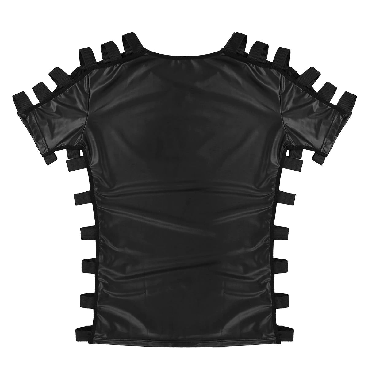 Men's Soft Faux Leather Night Clubwear Costume / Cut Out Elastic Band Fashion Pullover T-shirt Tops