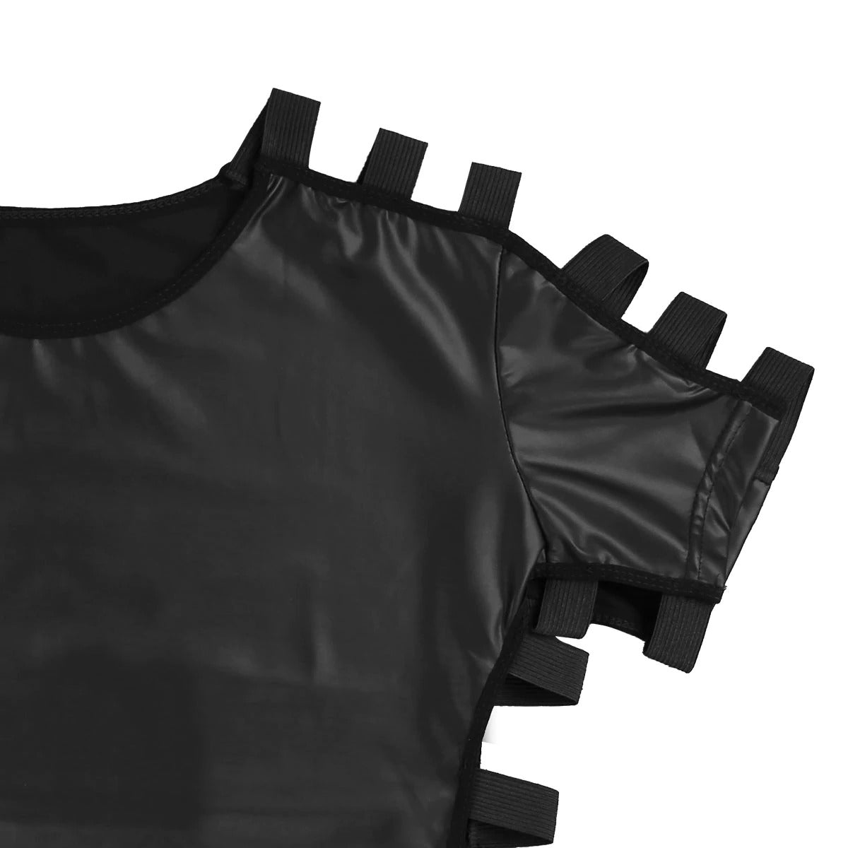 Men's Soft Faux Leather Night Clubwear Costume / Cut Out Elastic Band Fashion Pullover T-shirt Tops