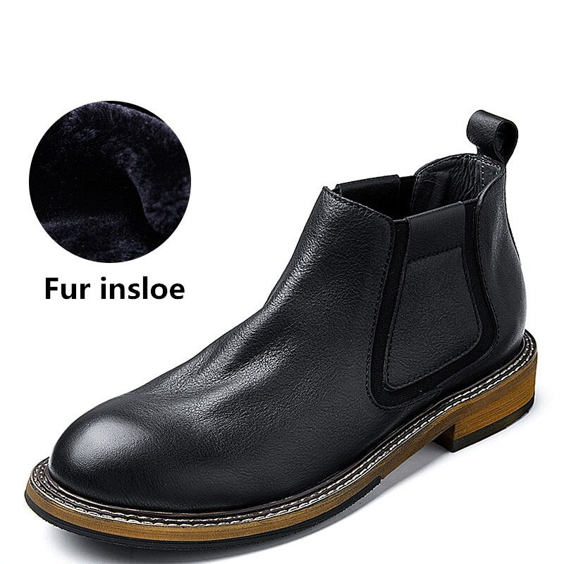 Men's Soft Leather Ankle Boots / Casual Round Toe Warm Boots / Alternative Fashion Footwear
