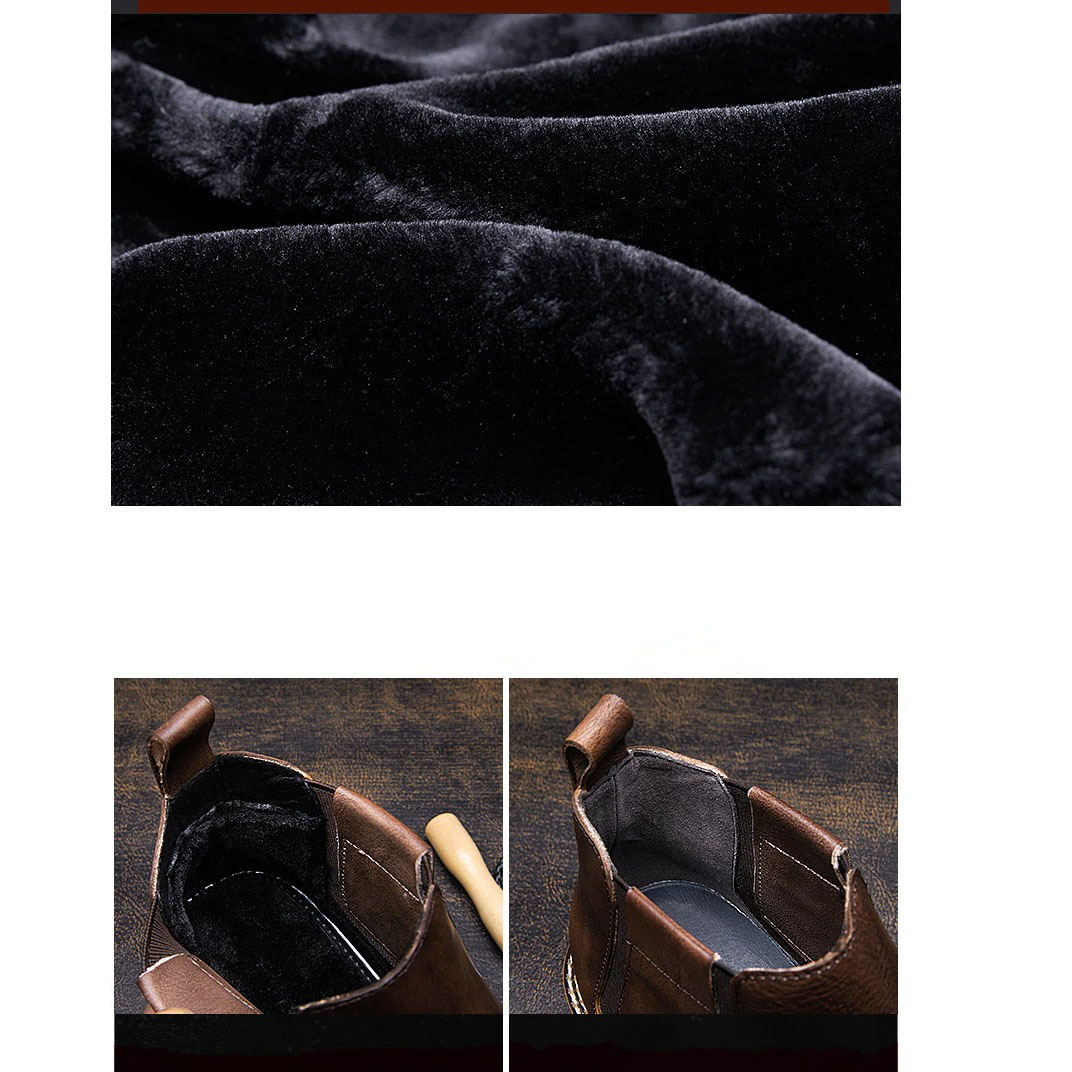 Men's Soft Leather Ankle Boots / Casual Round Toe Warm Boots / Alternative Fashion Footwear