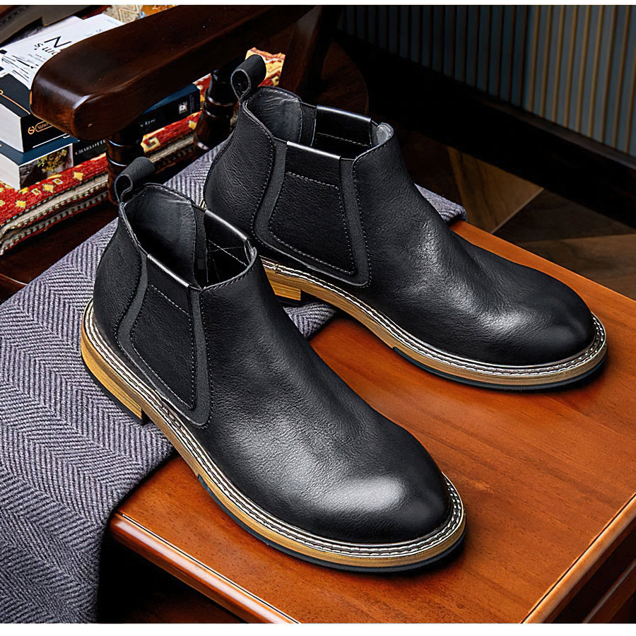 Men's Soft Leather Ankle Boots / Casual Round Toe Warm Boots / Alternative Fashion Footwear