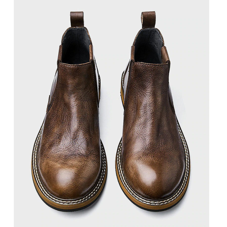 Men's Soft Leather Ankle Boots / Casual Round Toe Warm Boots / Alternative Fashion Footwear