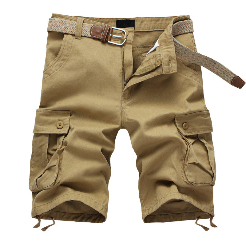 Men's Solid Cargo Shorts / Casual Military Style Male Shorts / Beach Bermuda Short Pants