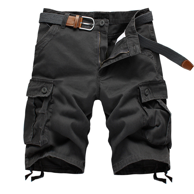 Men's Solid Cargo Shorts / Casual Military Style Male Shorts / Beach Bermuda Short Pants