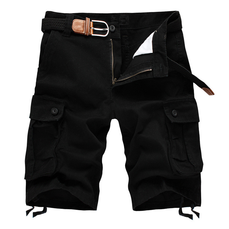 Men's Solid Cargo Shorts / Casual Military Style Male Shorts / Beach Bermuda Short Pants