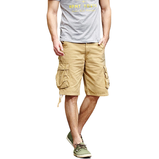 Men's Solid Cargo Shorts / Casual Military Style Male Shorts / Beach Bermuda Short Pants
