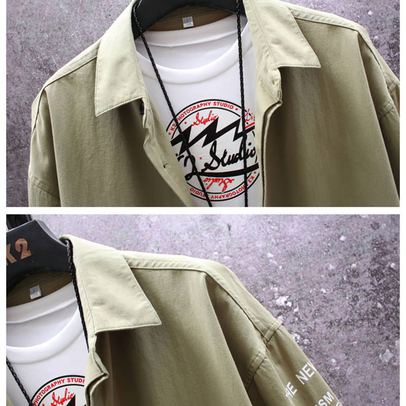 CLEARANCE / Men's Solid Military Short Sleeves Shirt / Cotton Breathable Chemise / Male Army Shirt