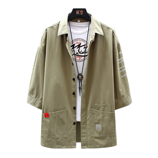 CLEARANCE / Men's Solid Military Short Sleeves Shirt / Cotton Breathable Chemise / Male Army Shirt