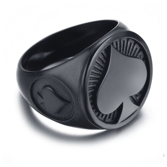 Men's Stainless Steel Ring With Spades / Vintage Rock Style Ring / Cool Steel Ring For Men
