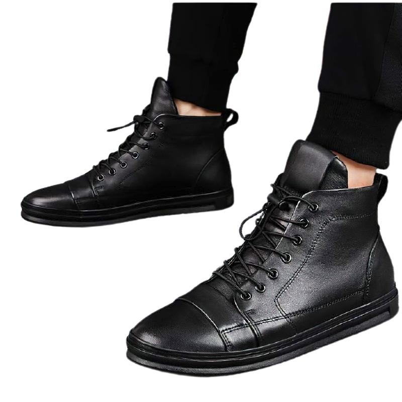 Men's Stylish Ankle Boots Of Genuine Leather / Male Warm Waterproof Footwear