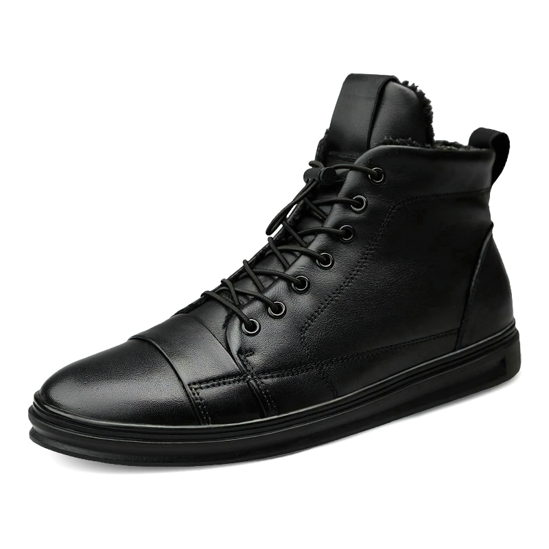 Men's Stylish Ankle Boots Of Genuine Leather / Male Warm Waterproof Footwear