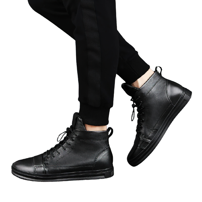 Men's Stylish Ankle Boots Of Genuine Leather / Male Warm Waterproof Footwear
