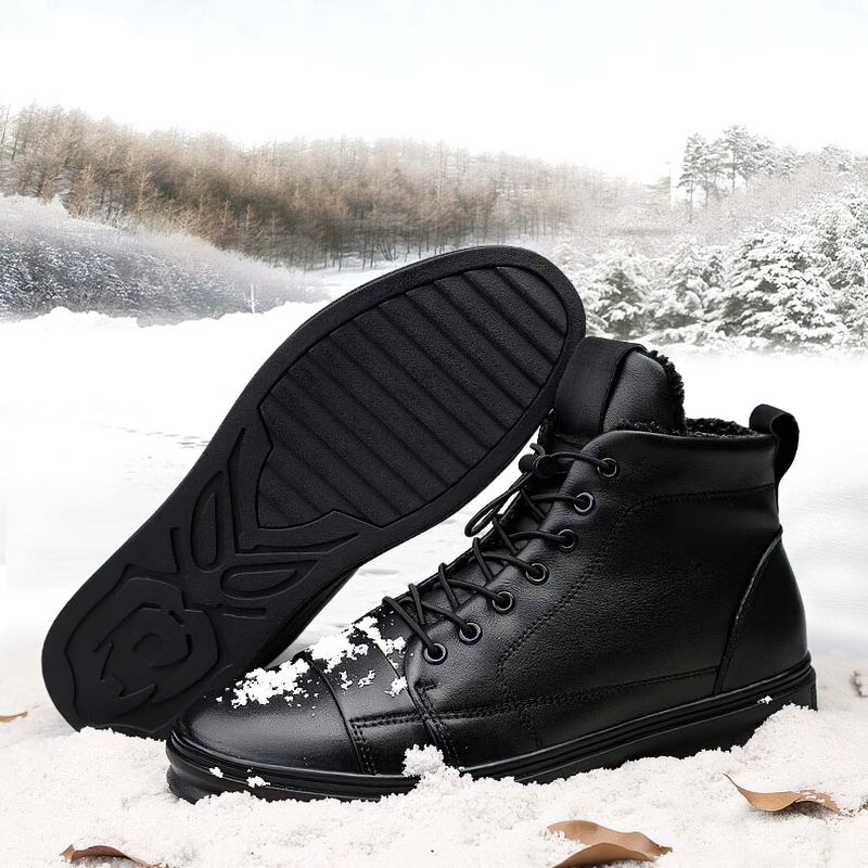 Men's Stylish Ankle Boots Of Genuine Leather / Male Warm Waterproof Footwear