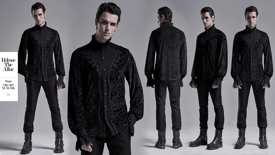 Men's Stylish Victorian-Inspired Lace-Up Gothic Shirt