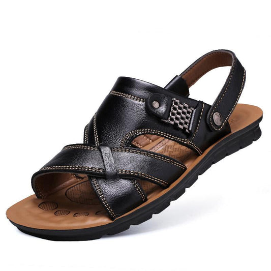 Men's Summer Leather Sandals / Beach Slip-on Casual Shoes / Aesthetic Outfits