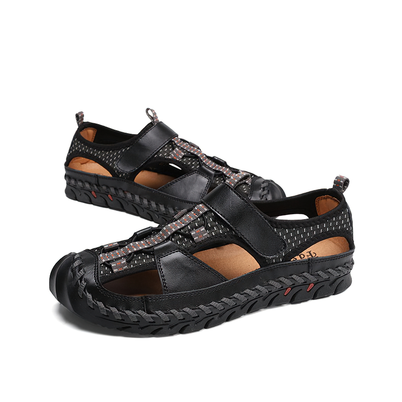 Men's Summer Leather Sandals With Non-Slip Wear-Resistant Outsole / Fashion Male Footwear