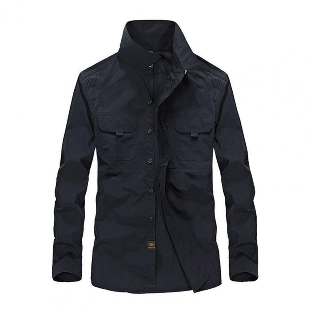Men's Tactical Button-Up Shirt / Cargo Twill Work Shirt With Pockets / Long Sleeve Cotton Clothing