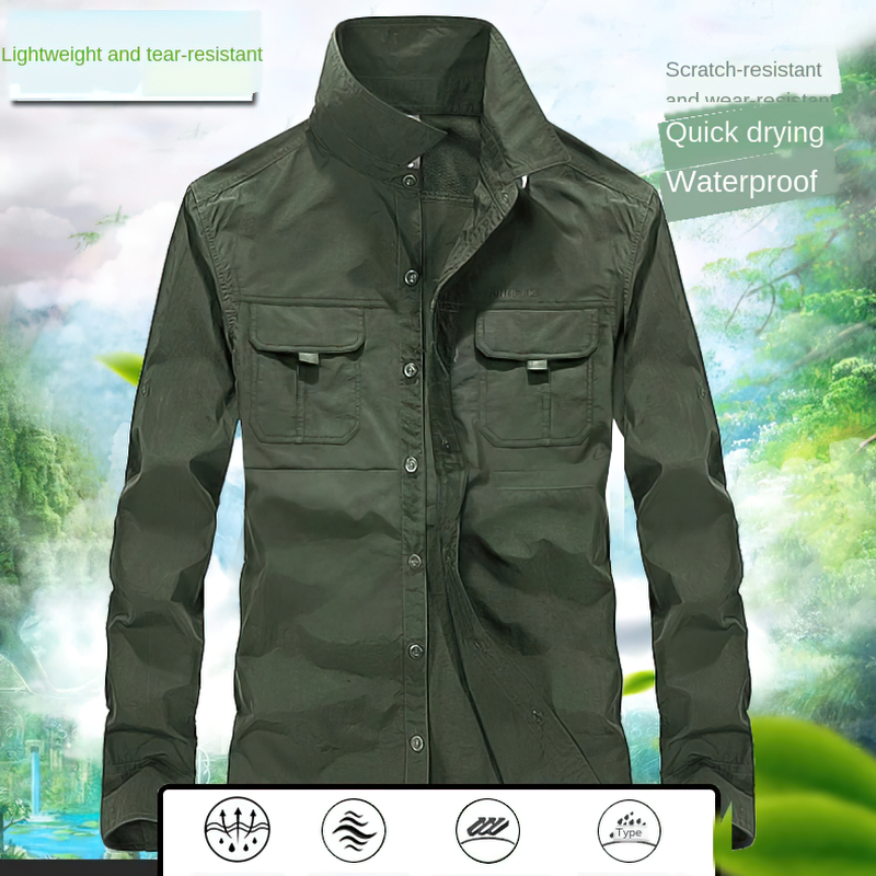 Men's Tactical Button-Up Shirt / Cargo Twill Work Shirt With Pockets / Long Sleeve Cotton Clothing