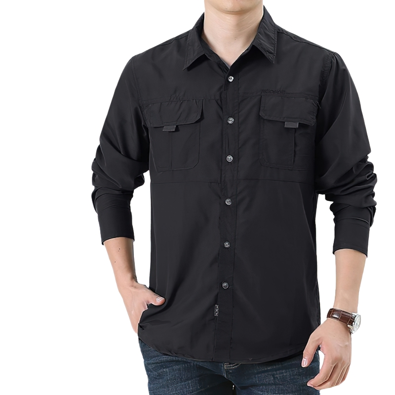 Men's Tactical Button-Up Shirt / Cargo Twill Work Shirt With Pockets / Long Sleeve Cotton Clothing