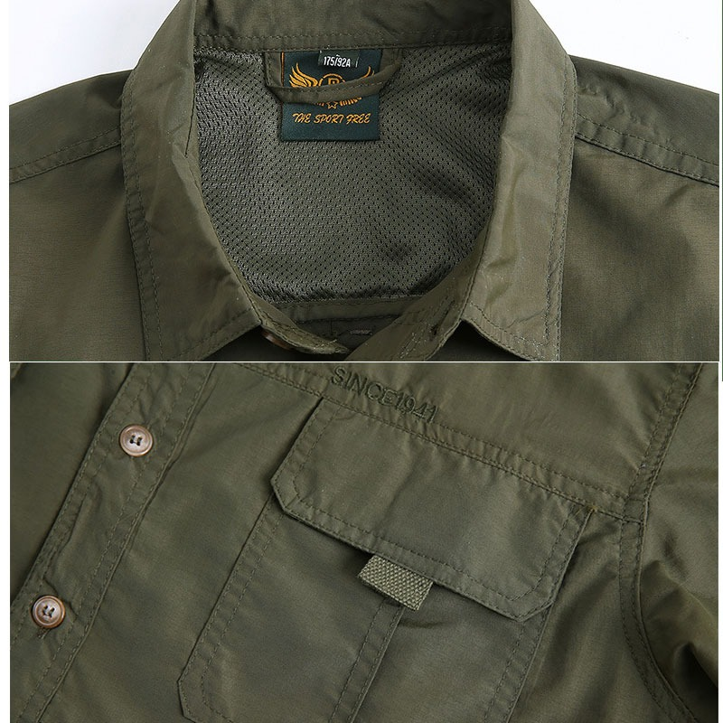 Men's Tactical Button-Up Shirt / Cargo Twill Work Shirt With Pockets / Long Sleeve Cotton Clothing