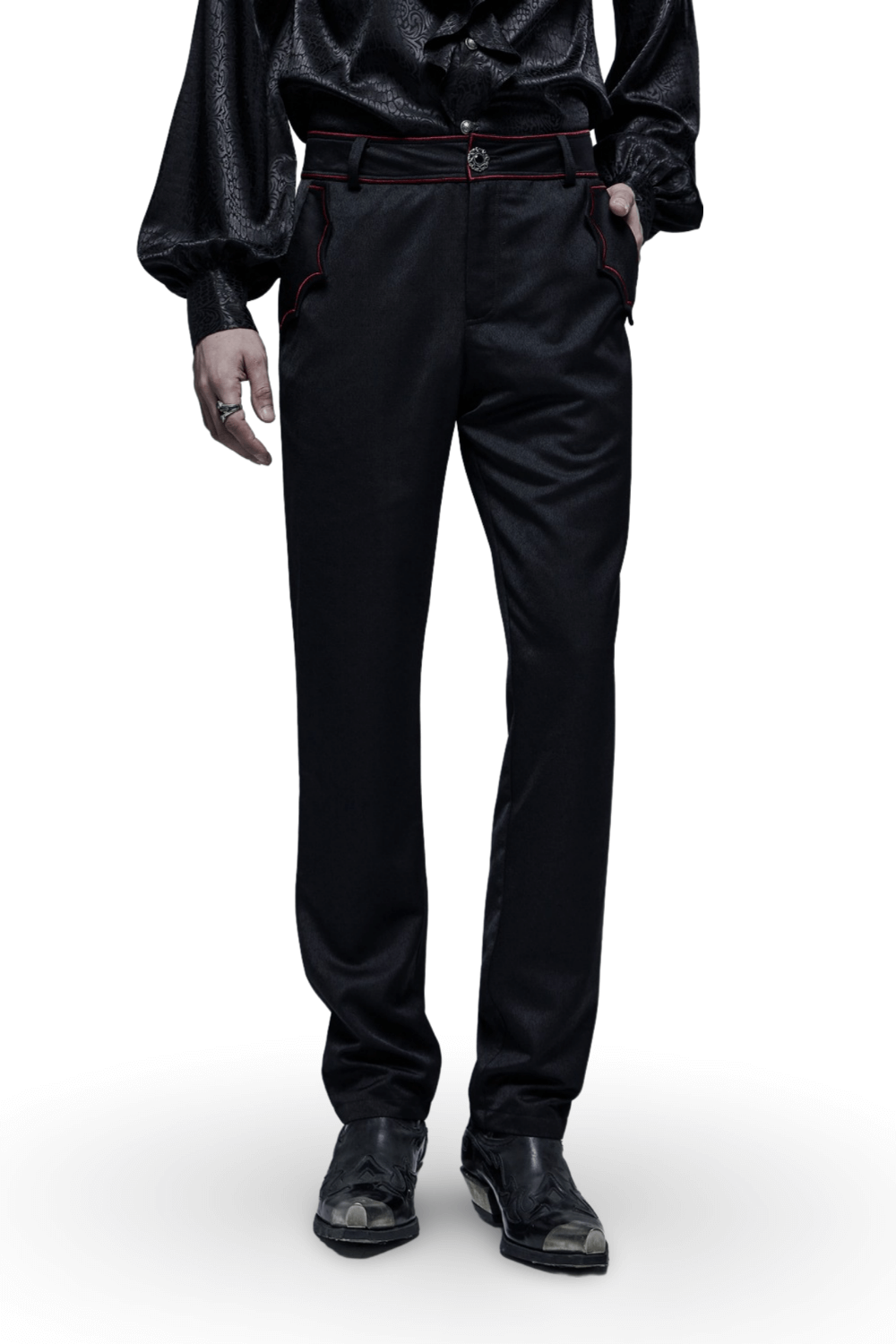 Men's Tailored Gothic Trousers with Embroidered Bat Accents