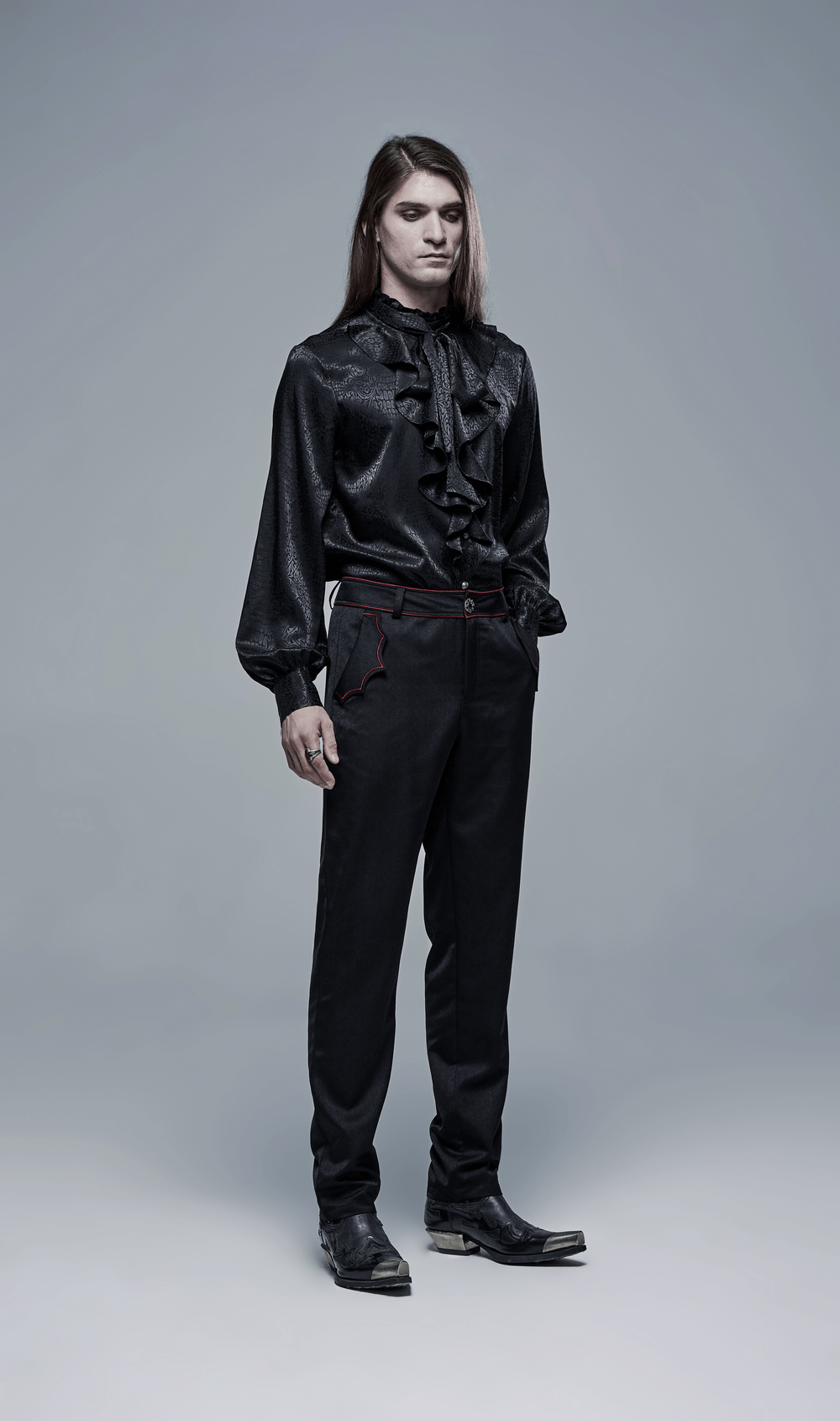 Men's Tailored Gothic Trousers with Embroidered Bat Accents