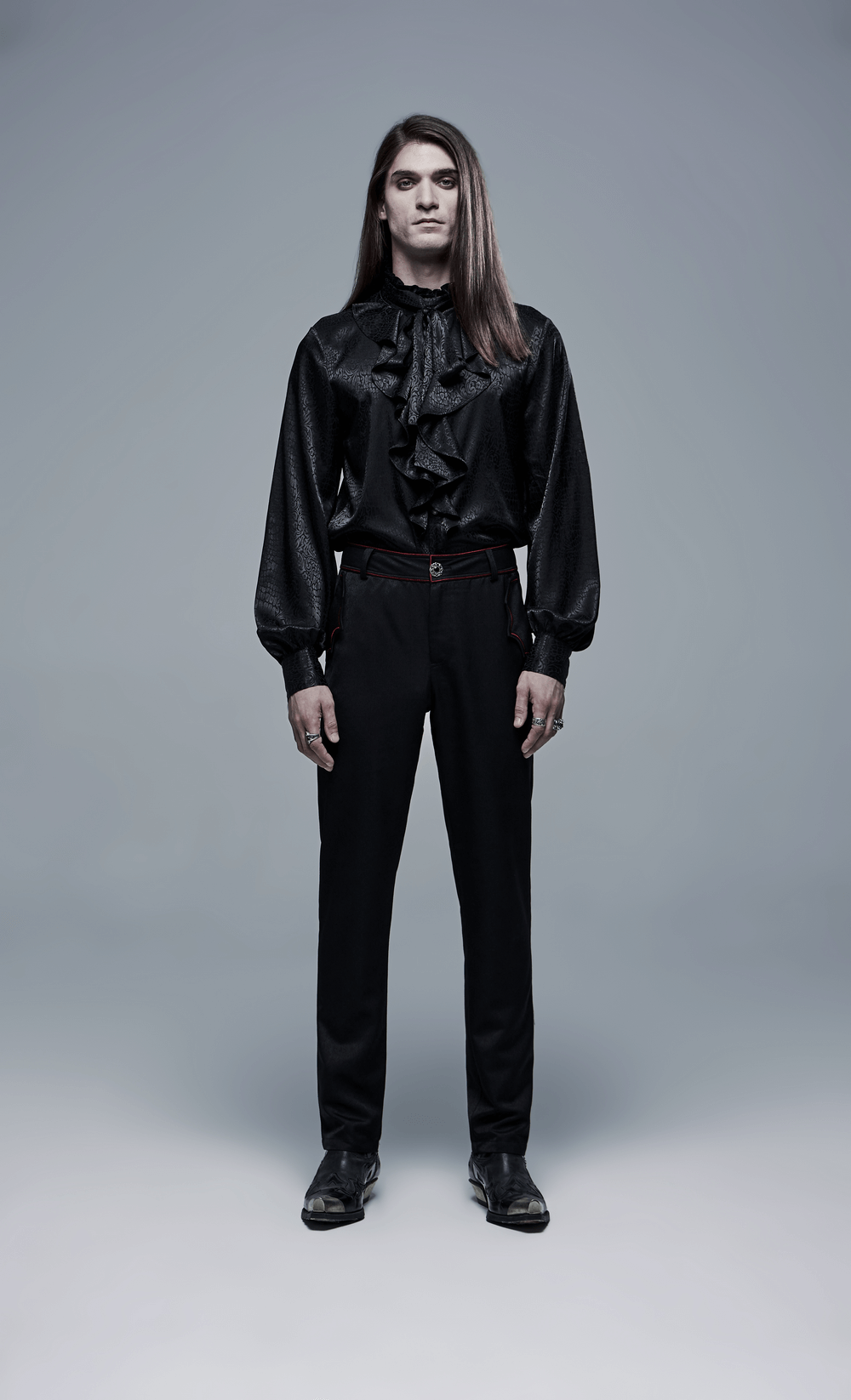 Men's Tailored Gothic Trousers with Embroidered Bat Accents