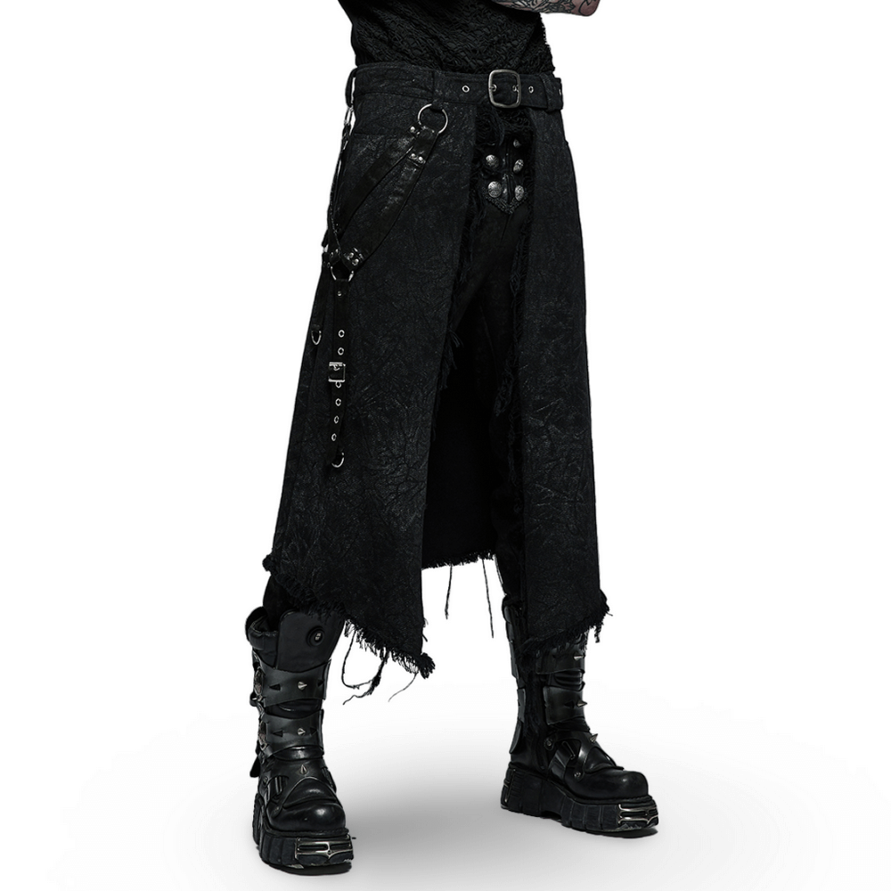 Men's Textured Gothic Kilt with Adjustable Belt